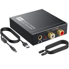 192KHz DAC Digital to Analog Audio Converter Optical to RCA 3.5mm Jack Adapter