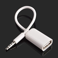Oxsubor AUX to USB Adapter, 3.5mm Male Audio Jack TO USB, white