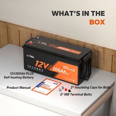 Litime 12V 200Ah Plus Heated LiFePO4 Battery 2560W Heating -4°F For Cold Area