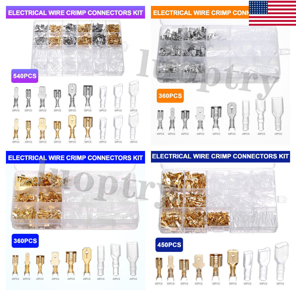 900X Assortment Male Female Spade Terminals Electrical Wire Crimp Connectors Kit