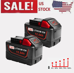 2P For Milwaukee for M18 Lithium Ion 12.0Ah Extended Capacity Battery 48-11-1860