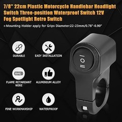 22mm 7/8in Aluminum Alloy Motorcycle Handlebar Headlight Switch Three-Position W