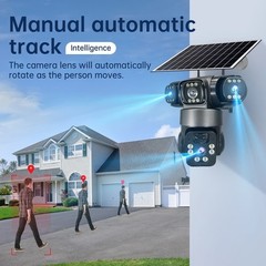 4G SIM 16MP 4 Lens Solar Battery Powered Home Security Camera Outdoor CCTV PTZ