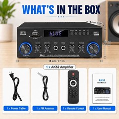 Bluetooth 5.0 Stereo Amplifier, 2.1 Channel 400W Home Audio Stereo Receiver for