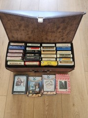 Vintage 8 Track Tape Storage Case + 28 Tapes some sealed ~Lot~