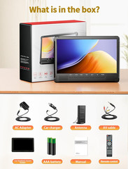 Portable 10.7″ IPS Mini TV with Antenna, HDMI, USB, Remote for Travel