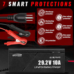 24V 10A Lifepo4 Battery Charger, 29.2V Lithium Battery Charger, Fast Charging, O