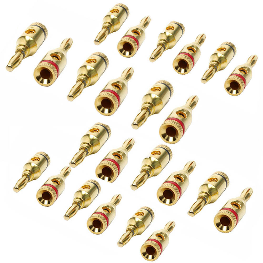 24 Pcs 24k Gold Plated Musical Jack Speaker Cable Wire Pin Banana Plug Connector