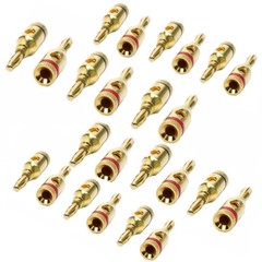 24 Pcs 24k Gold Plated Musical Jack Speaker Cable Wire Pin Banana Plug Connector