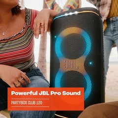 JBL PartyBox Club 120 Portable Bluetooth Speaker with Lights & Mic Input – Black