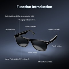 2in1 Photochromic Smart Glasses Sunglasses Bluetooth 6.0 Speaker Calling Music