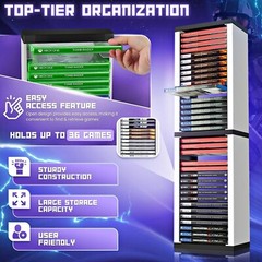 VIDEO GAME STORAGE TOWER ORGANIZER FOR PS5 PS4 PS3 NINTENDO SWITCH XBOX 36 DISCS