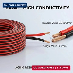 16 Gauge Wire 25FT, 16 AWG Red and Black 2 Conductor Speaker Wire Copper Clad Al
