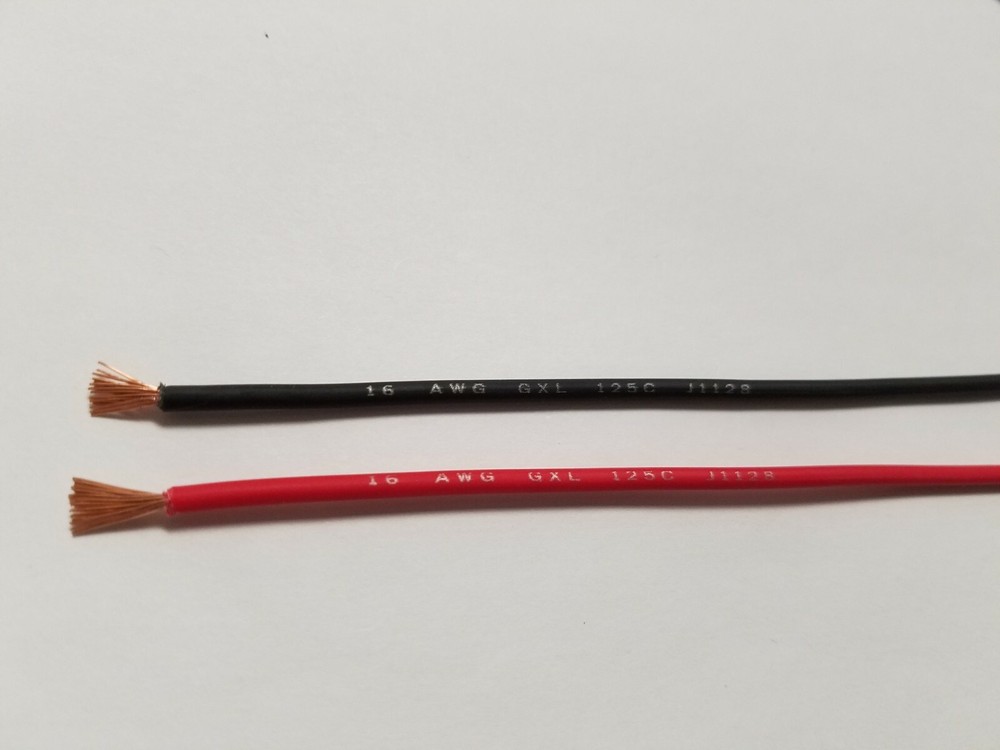 AUTOMOTIVE PRIMARY WIRE GXL 16 AWG HIGH TEMP 10 BLACK + RED 10 FT EA PRINT