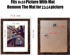11×14 Picture Frame Rustic Brown Wood Set of 11X14-6PCS,