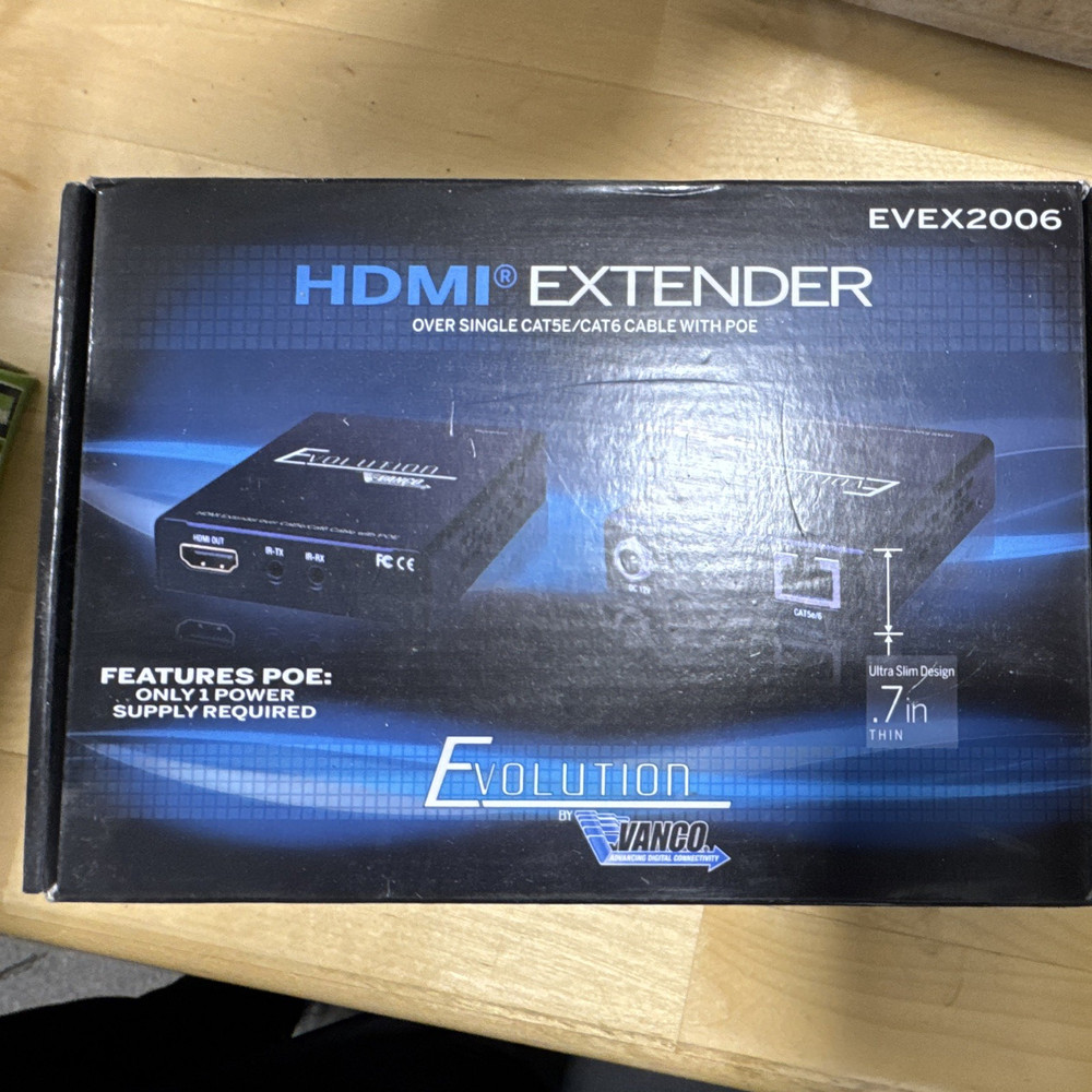 Vanco EVEX2006 HDMI Extender Over Cat5e/Cat6, PoE, HDMI to RJ-45