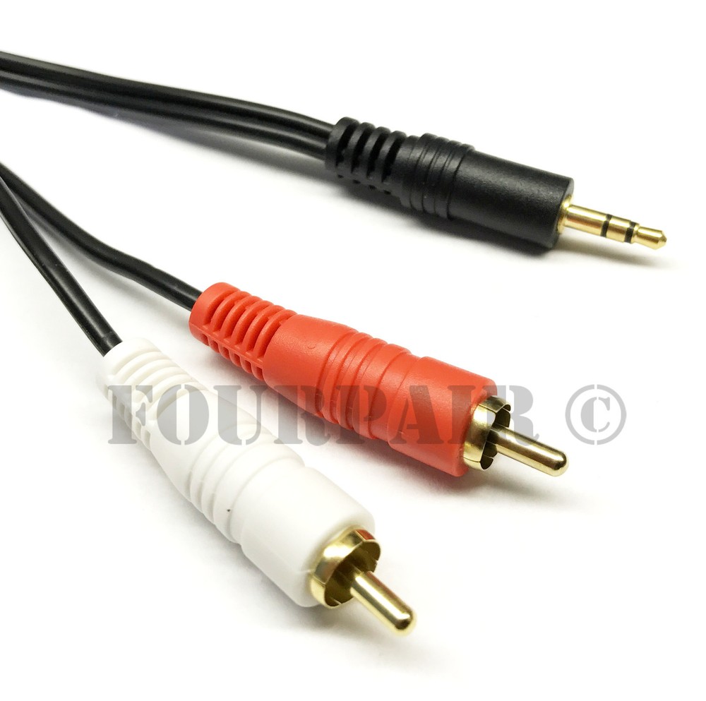 1.5ft (1/8″) 3.5mm AUX Stereo to 2 RCA Male Audio Y Cable Adapter Cord MP3 iPod