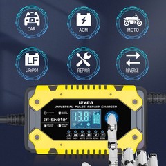 12V 6A LiFePO4 AGM Lead Acid Smart Charger Pulse Repair Auto Battery Maintainer
