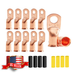 4/0 AWG Copper Wire Lugs with Heat Shrink Ring Terminals 12 Pack