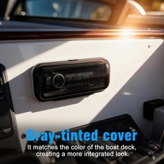 Herdio Marine Water-Resistant Stereo Cover – Smoke-Tinted Boat Radio Protector
