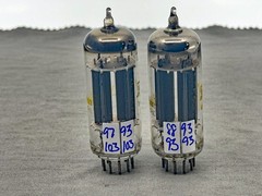 (2) Sylvania 12BH7A Tubes Matched Codes Gray Plates O Getter Tests NOS Amplitrex
