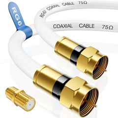 RG6 Coaxial Cable, 3FT 6FT 10FT 15FT 25FT 50FT 100FT Coax Cable Cord with Gold F