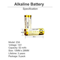Bvgokcell A23 23A 12 Volt Battery (5-Pack), MN21/23 12V Alkaline 5 pack