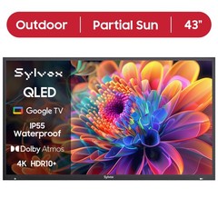 SYLVOX 43in QLED Outdoor TV Smart Google TV Waterproof 1000nits For Partial Sun