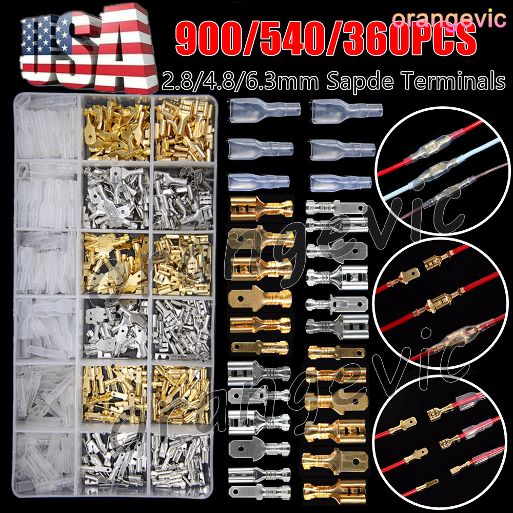 900X Assortment Male Female Spade Terminals Electrical Wire Crimp Connectors Kit