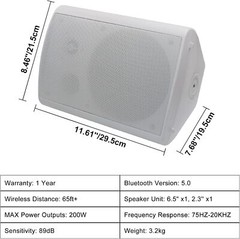Herdio 4x 6.5″ 800W Outdoor Bluetooth Speakers Waterproof Wall Mount Speaker