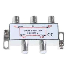 4 Way TV Splitter 5-2300 MHz Coax Cable Adapter for RG59 RG6 HDTV Satellite