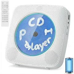 Portable Bluetooth CD Player with 1800mAh Battery, Wall Mountable, FM Radio, Spe