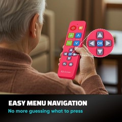 EZclicker Big Button Universal TV Remote (Pink) Simple Easy to Use, Pink
