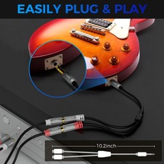 Togconn 6.35mm to Dual RCA Y-Adapter Splitter Cable 0.6 Feet,6.35mm 1/4 Inch …