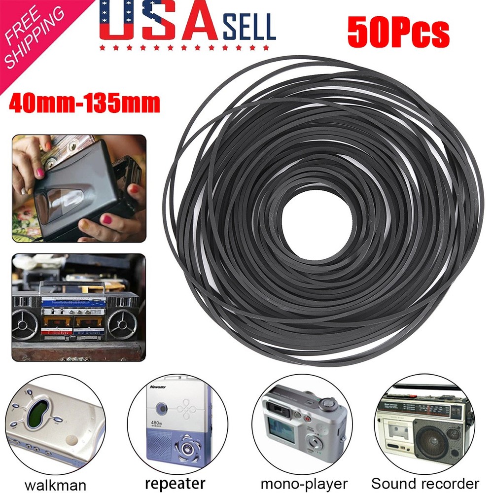 50Pcs Square Rubber Drive Belt for Cassette Player Recorder Walkman Repair Repla