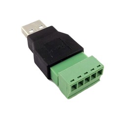 1x USB 2.0 Type A Male to 5 Pin Screw w/ Shield Terminal Plug Adapter Connector