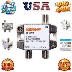 BAMF 2-Way Coax Cable Splitter, Bi-Directional MoCA 5-2300MHz – High-Performa…
