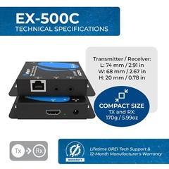 OREI 1080p HDMI Extender with Bi-directional IR up to 150m (EX-500C)