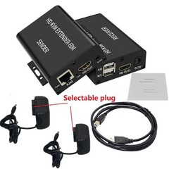 60M Video Extension Hub Adapter HDMI KVM USB-A RJ45 Lan Ethernet Extender