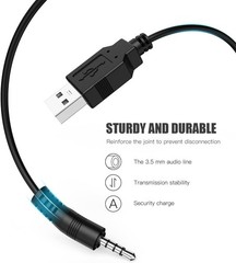 3.5mm Male AUX Audio Jack to USB 2.0 Charge Data Cable Cord, 2pack black