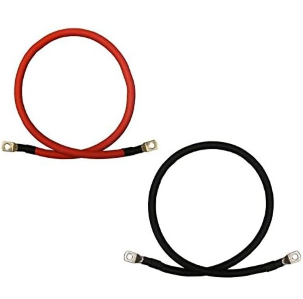 4/0 AWG Gauge Red + Black Pure Copper Battery Inverter Cables 7 Ft W/3/8 4x Lugs