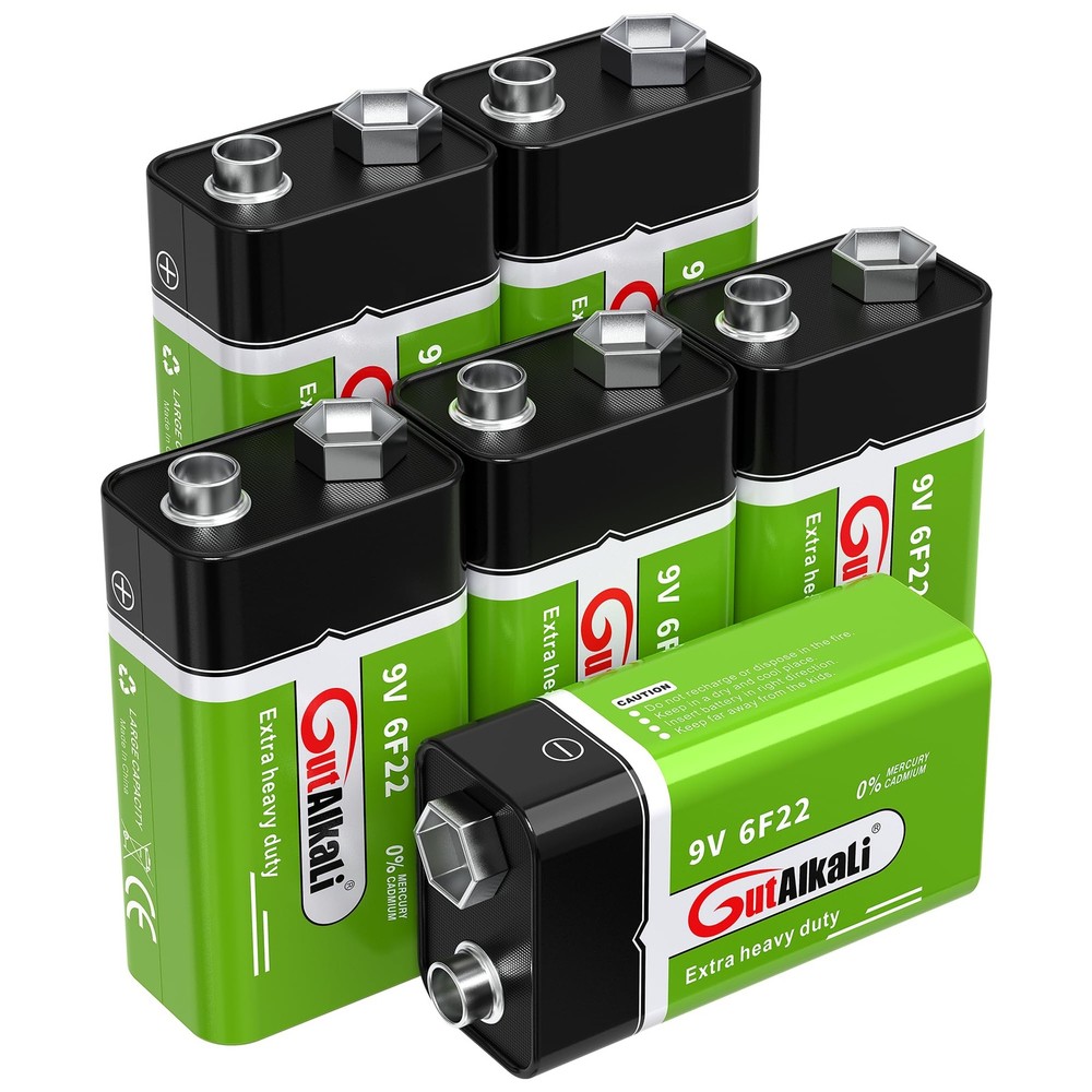 Batteries 9V Block Battery, 6 Pieces, Longlife Power for Smoke Detectors, Fir…