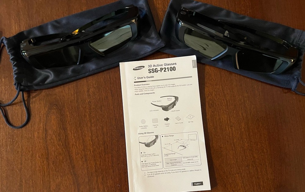Lot Of 2 Samsung 3D Glasses Tested/batteries. SSG-P2100 With Instructions