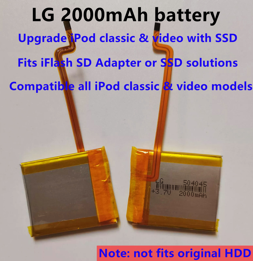 LG 2000mAh Battery Upgrade replacement for iPod Classic 6.7 & Video 5th Thin LOT
