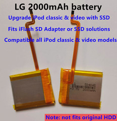LG 2000mAh Battery Upgrade replacement for iPod Classic 6.7 & Video 5th Thin LOT