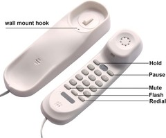 Trimline Corded Wall Phone – Elegant White Analog Phone for Seniors, 3.15”x9.06”