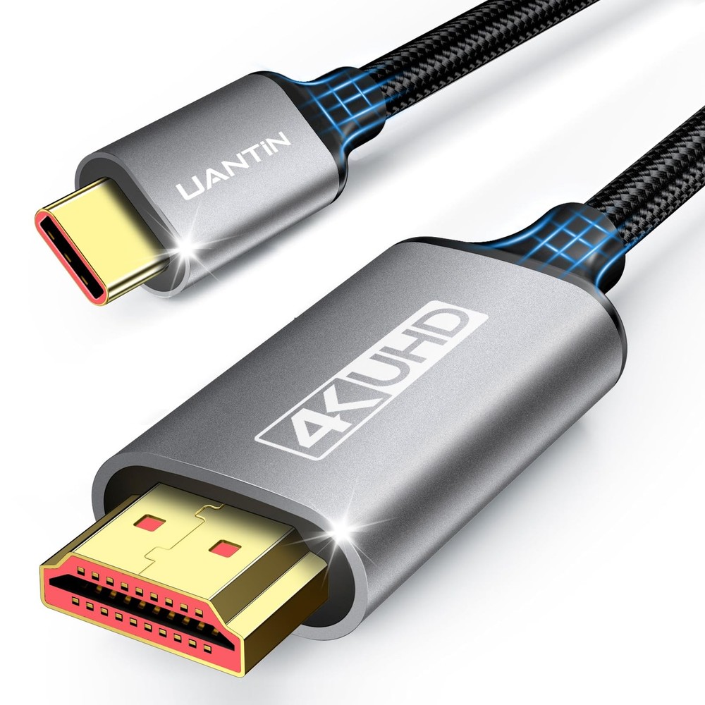 UANTIN USB C to HDMI Cable 6Ft | 4K High-Speed 3.1 Type-C 6FT, Gray