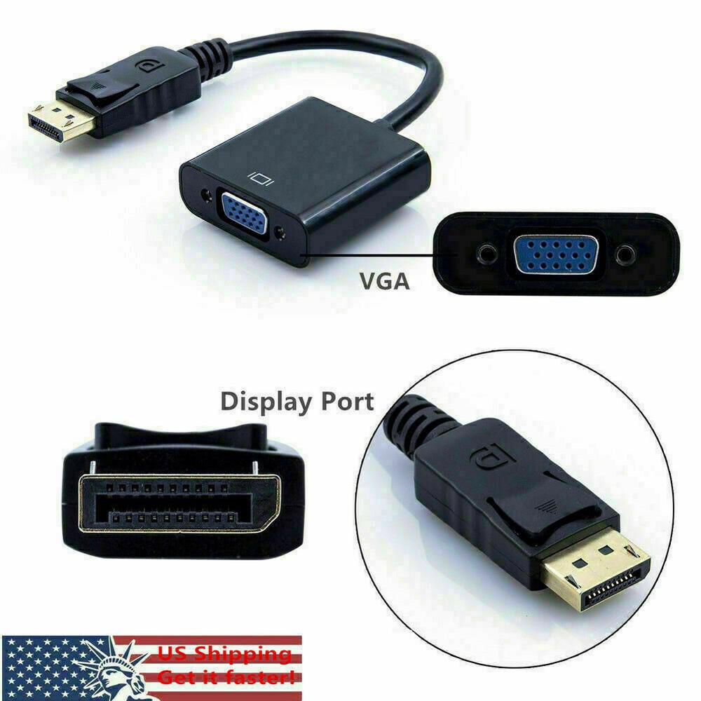 Black DisplayPort DP Male to VGA Female Converter Adapter Cable for PC Laptop