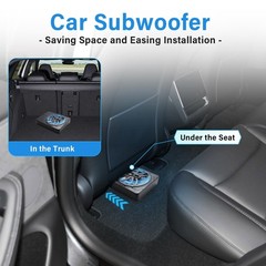 10″ 1200W Slim Under-Seat Subwoofer Powered Car Sub with Amp Speaker System kit