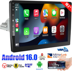 10.1″ Double 2 Din Car Radio Android 16 GPS WIFI BT Carplay Touch Screen Stereo